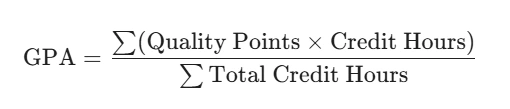 gpa calculation core formula