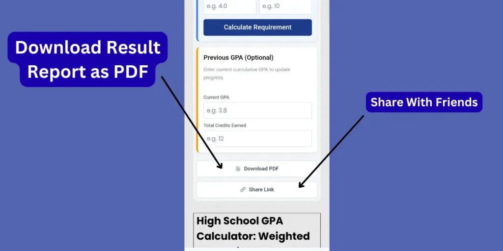 Cumulative GPA Forecaster tool that calculates the required average needed in future credits to hit a target high school GPA goal.