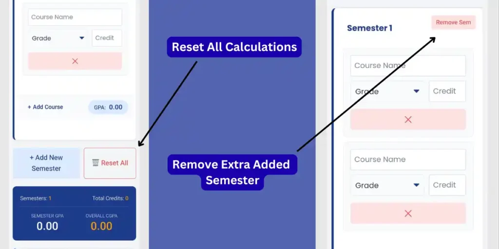 Step 5: Reset Data or Remove Semesters