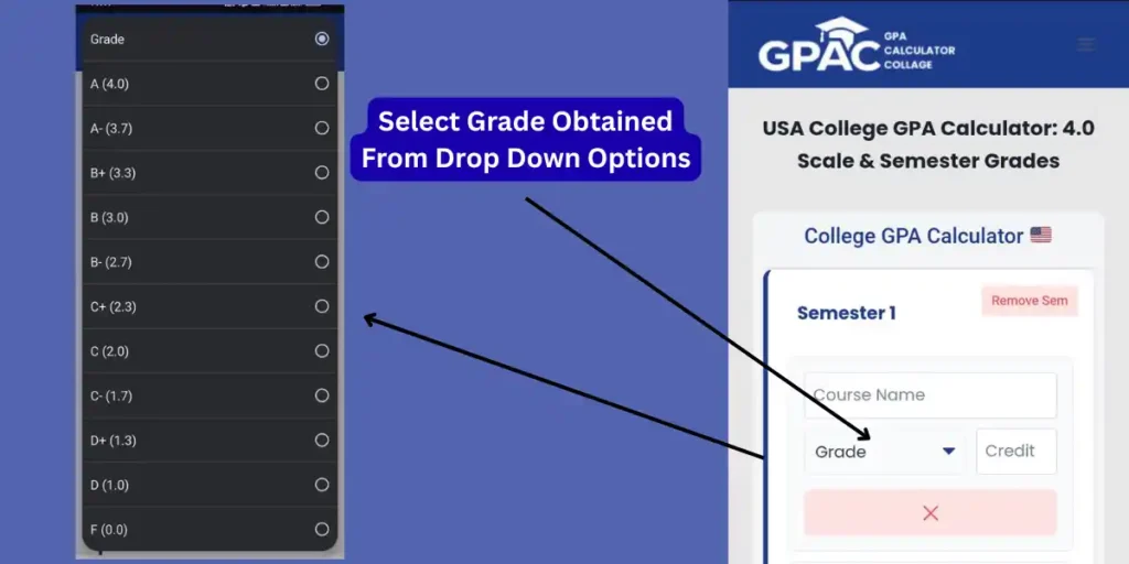 Step 2. Select Grade Obtained