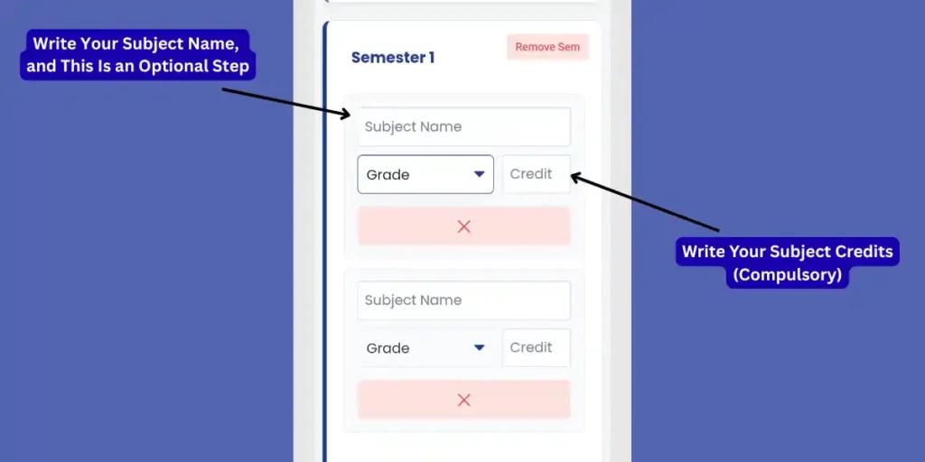 Write your subject name and credits