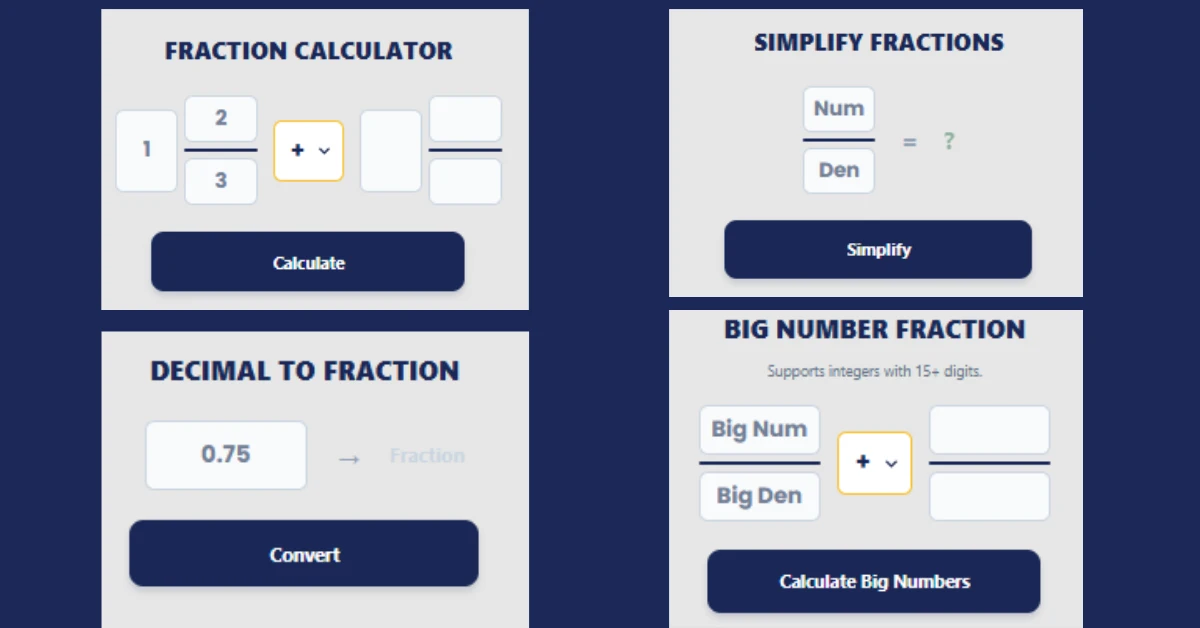 Fraction Calculator | Add, Subtract, Multiply & Simplify Fractions